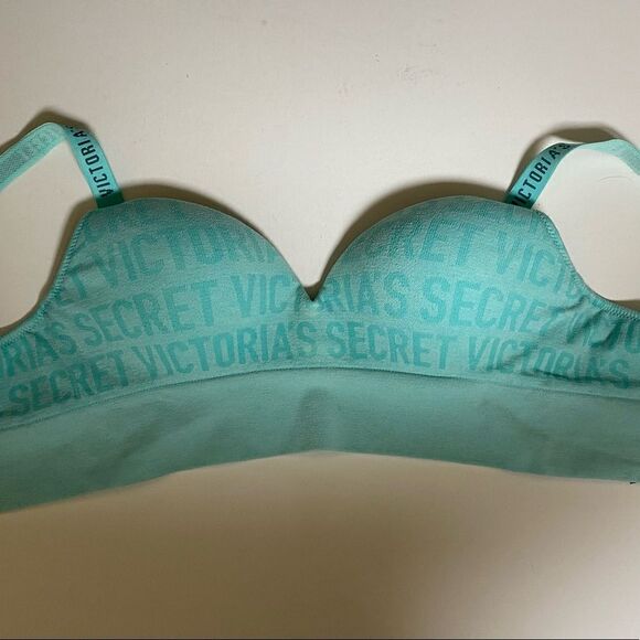 Victoria’s Secret Rare Mint Green VS Logo Print Bralette - Picture 3 of 8